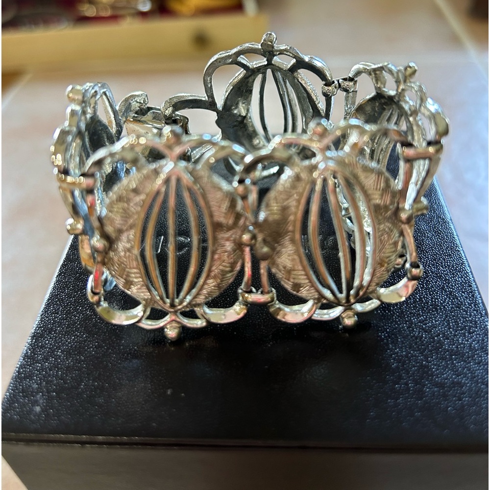 Chunky silver bracelet with locket